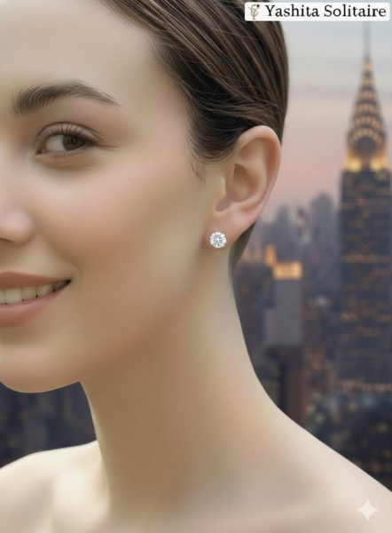 4 CTW IGI certified E VS1 Lab-Grown Diamond Stud Earrings | 14K White Gold |